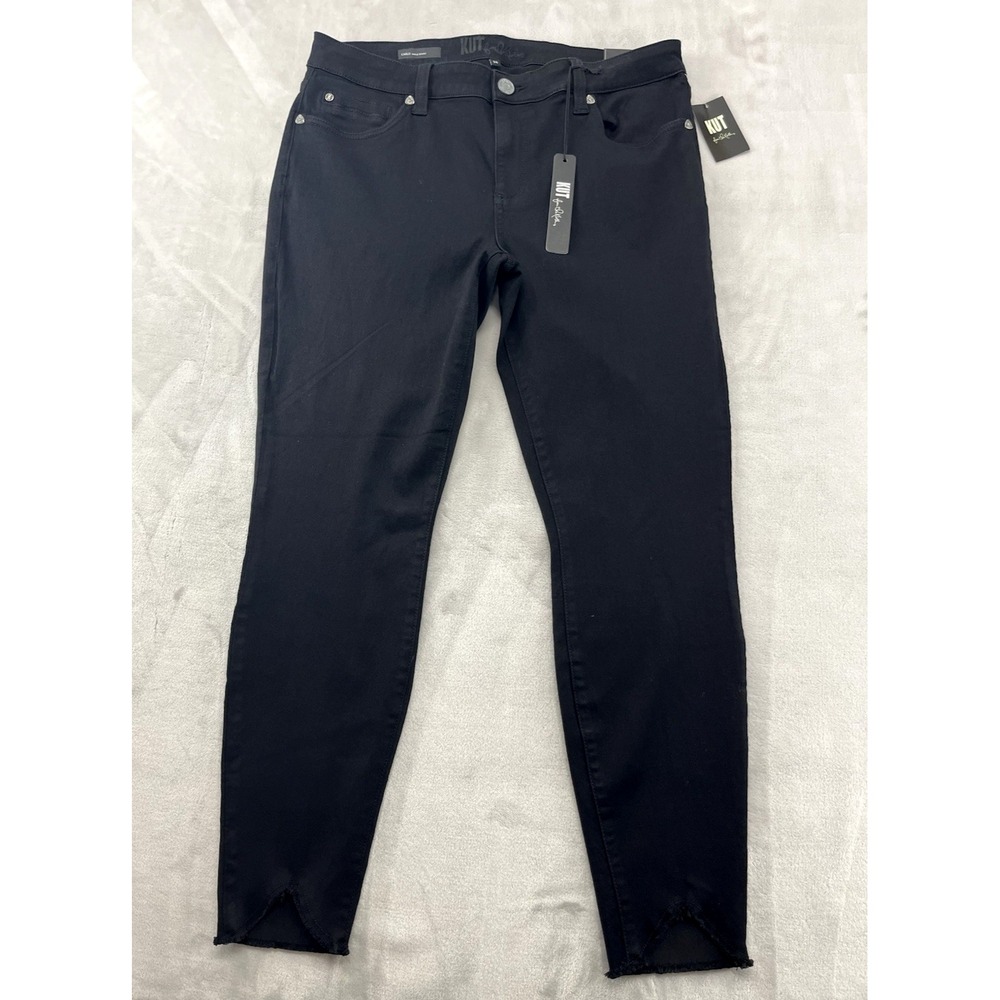 KUT from the Kloth Carlo Jeans Women 14 Black Ankle Skinny Raw Hem NWT